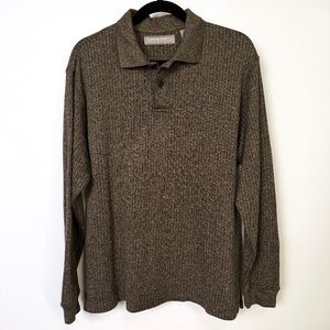 Pierre Cardin - Vintage Men’s Marled Striped Long Sleeve Polo Shirt - Cotton — M